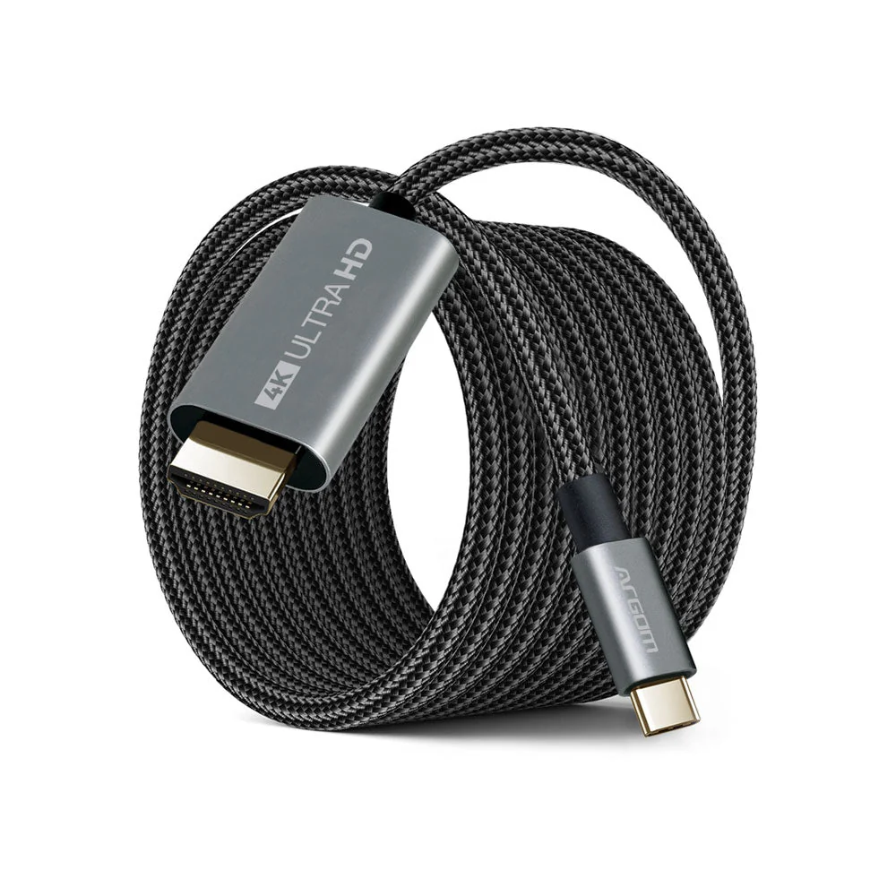 Argom Tech Type -C to HDMI 4k 30Hz Nylon Braided 1.8M/6FT Cable for Notebook, Tablet, Mobile phones